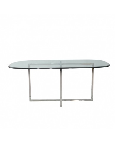 AVA-Tisch in Tonnenform mit Platte aus gehärtetem Glas in