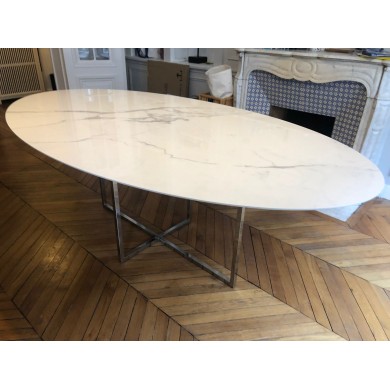 AVA-Tisch mit ovaler Keramikplatte in verschiedenen Größen und