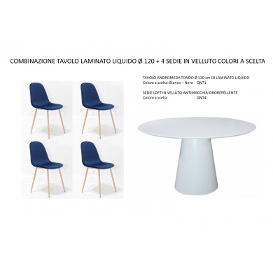 Tavolo ANDROMEDA piano in CERAMICA effetto marmo ovale+ 6 sedie Arianne in velluto
