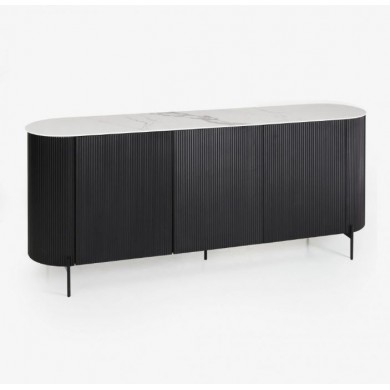 Sideboard ROUND TEAK lacquered, ceramic top various finishes and sizes